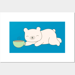 Funny Coffee Drinking Bear T-Shirt Posters and Art